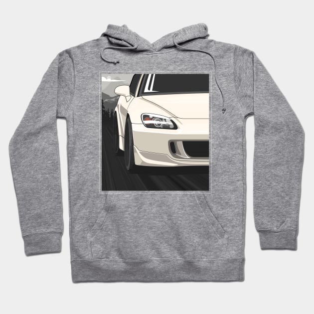 Honda S2000 AP2 Rolling - Platinium White Hoodie by wearapex